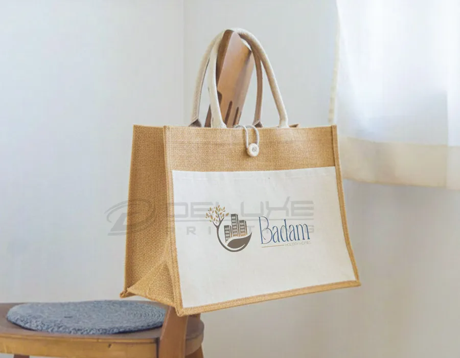 Jute Bag With Canvas Pocket Thumbnail 2 Image