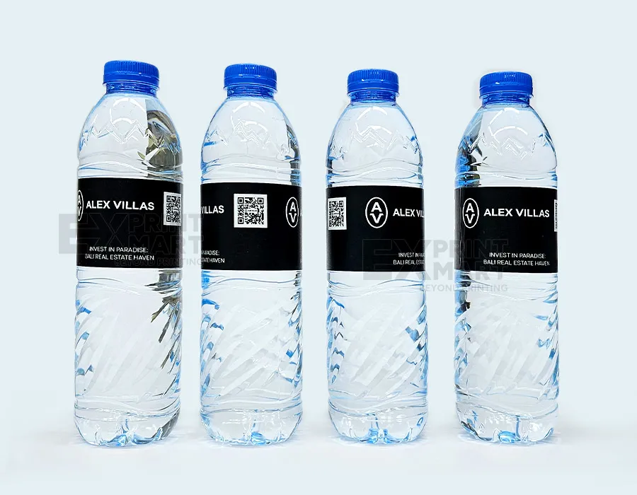 Custom water bottle — branded label