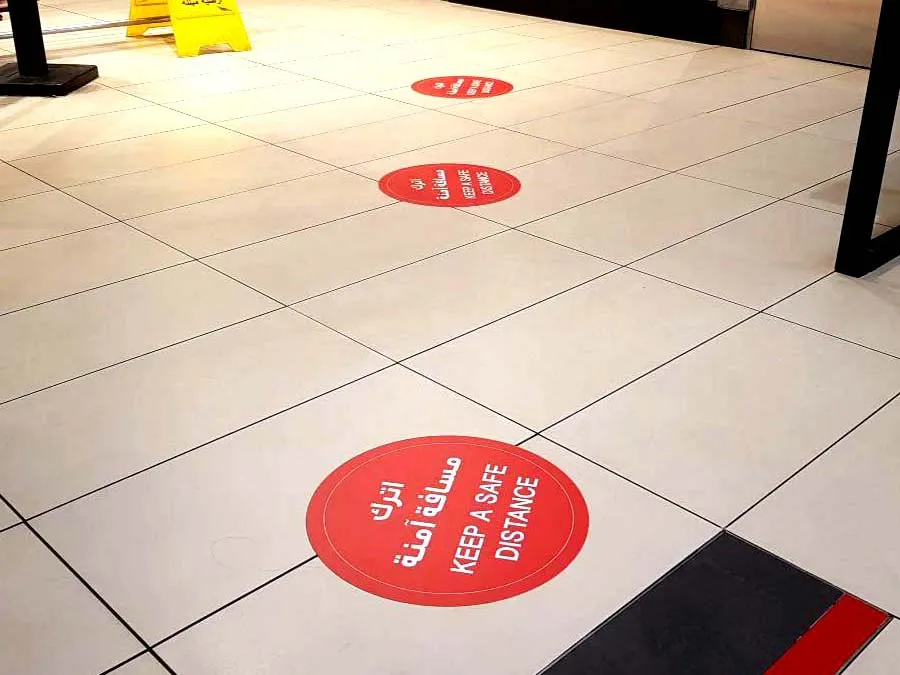 Social Distancing Floor Stickers Dubai